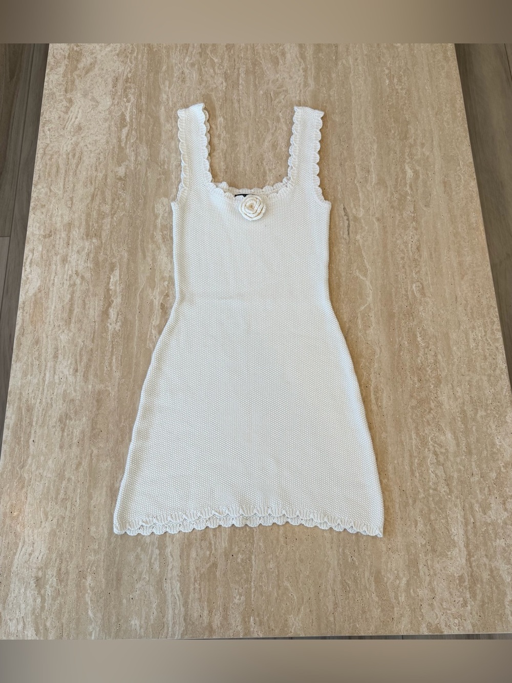 Wild Fable Cream Knit Mini Dress with Floral Accent